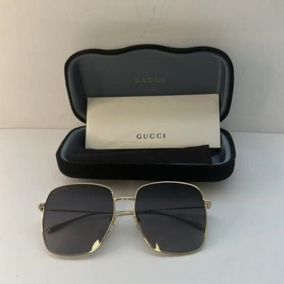 💯 - New Authentic GUCCI GG1031S-001 59 Sunglass Woman Metal Gold-Gold-Grey - Picture 6 of 13